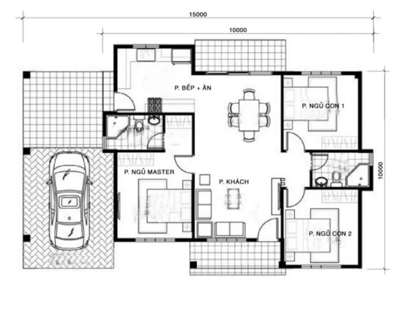 nhà cấp 4 có gara ô tô