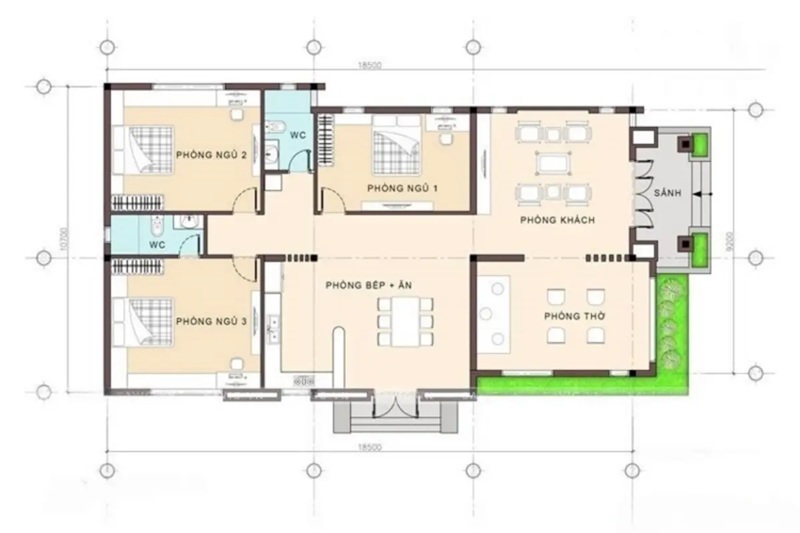 nhà cấp 4 mái nhật 100m2