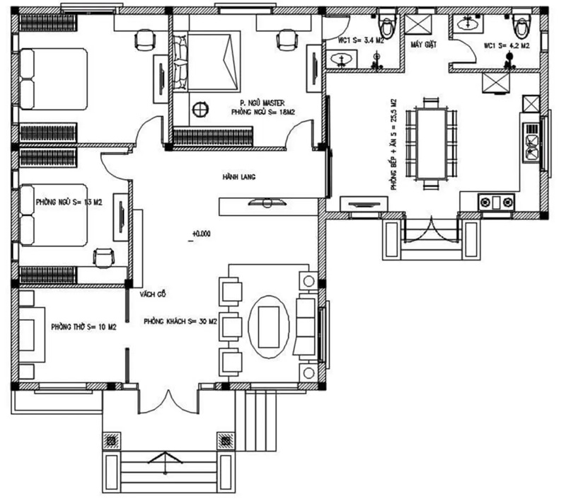 nhà cấp 4 mái nhật chữ l
