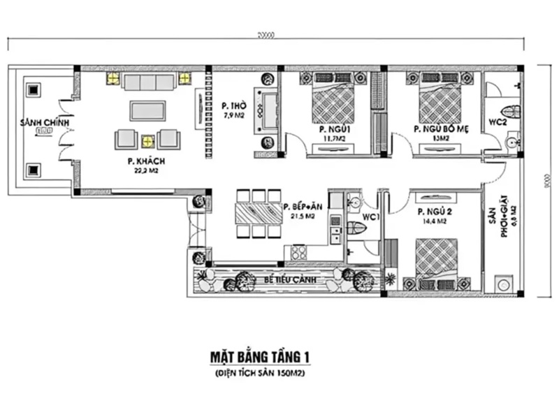 nhà cấp 4 mái nhật chữ l